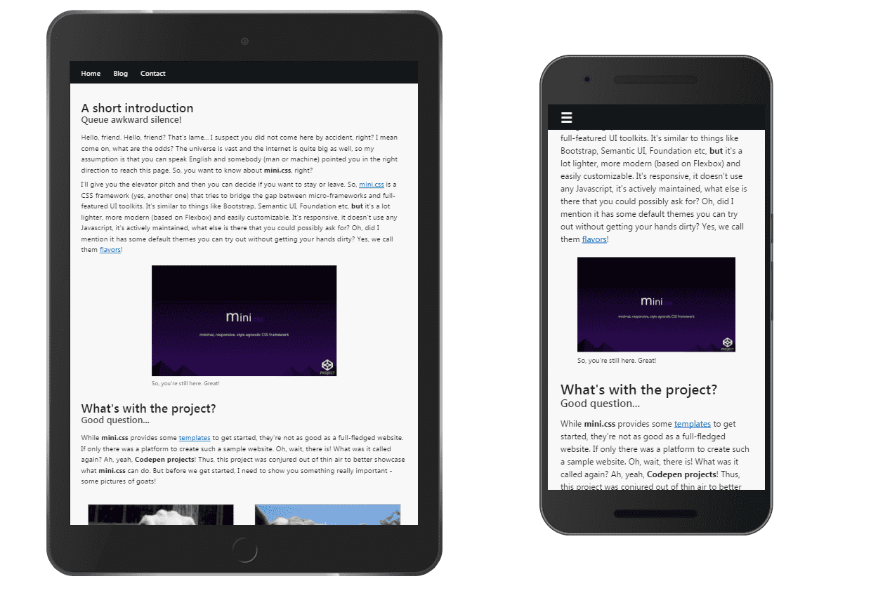 Responsive layout on different devices